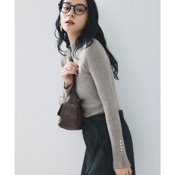 スリーブ釦アクセントリブニット/WEB限定FSサイズ・静電気防止 | VIS  | 詳細画像22 