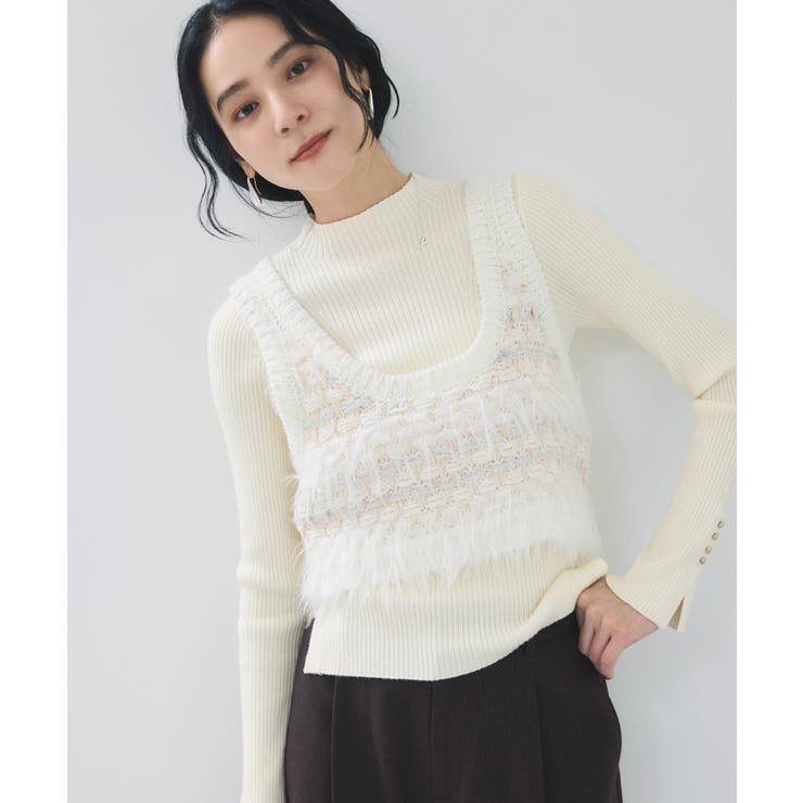 スリーブ釦アクセントリブニット/WEB限定FSサイズ・静電気防止 | VIS  | 詳細画像28 