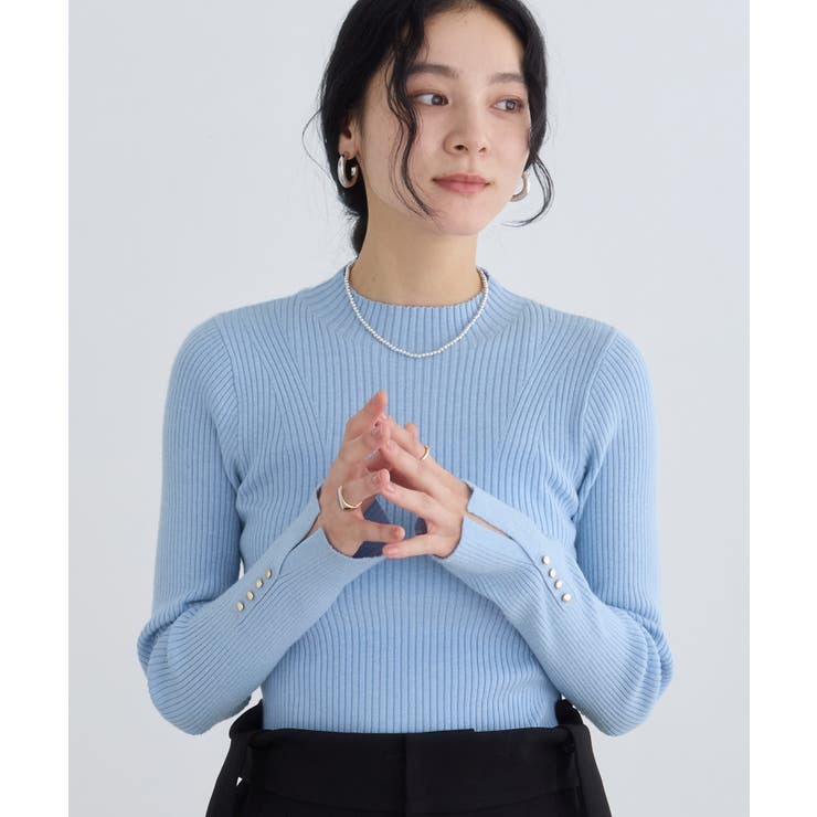 スリーブ釦アクセントリブニット/WEB限定FSサイズ・静電気防止 | VIS  | 詳細画像30 