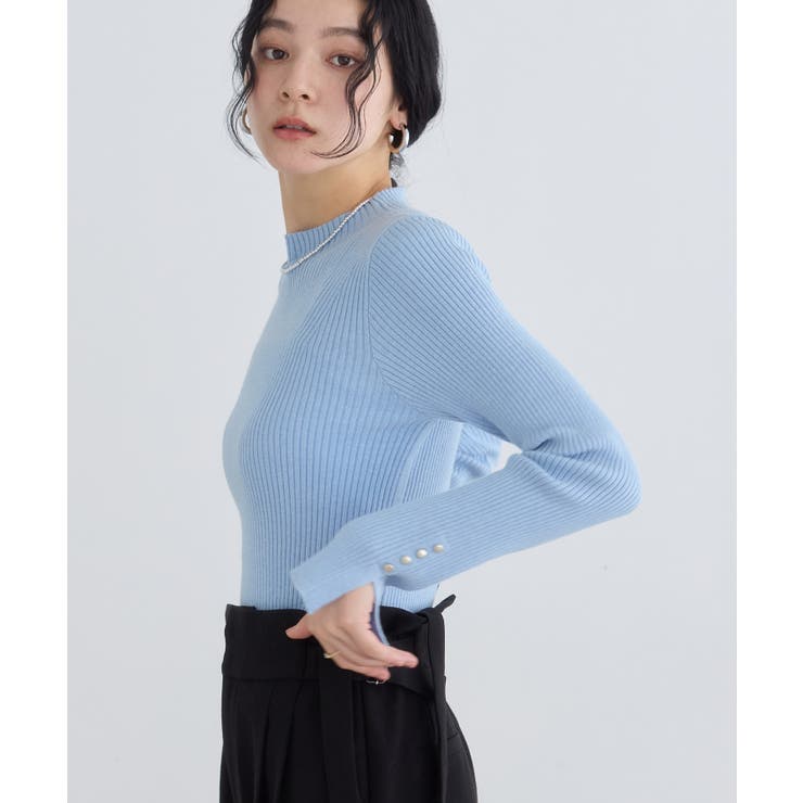 スリーブ釦アクセントリブニット/WEB限定FSサイズ・静電気防止 | VIS  | 詳細画像31 