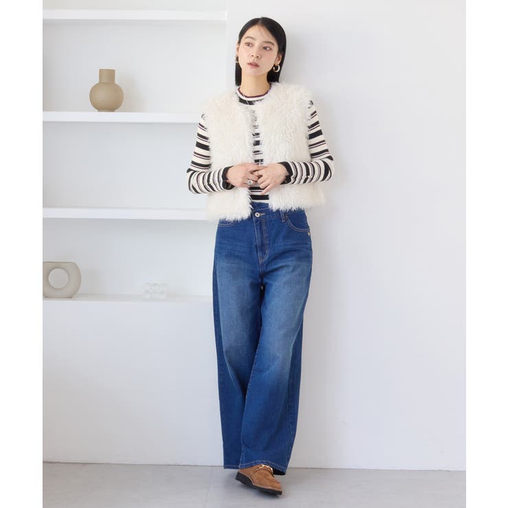 スリーブ釦アクセントリブニット/WEB限定FSサイズ・静電気防止 | VIS  | 詳細画像32 