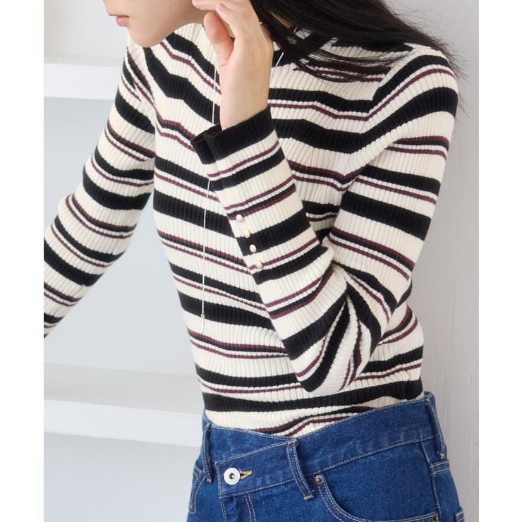 スリーブ釦アクセントリブニット/WEB限定FSサイズ・静電気防止 | VIS  | 詳細画像34 