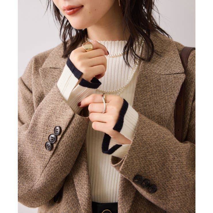 スリーブ釦アクセントリブニット/WEB限定FSサイズ・静電気防止 | VIS  | 詳細画像7 