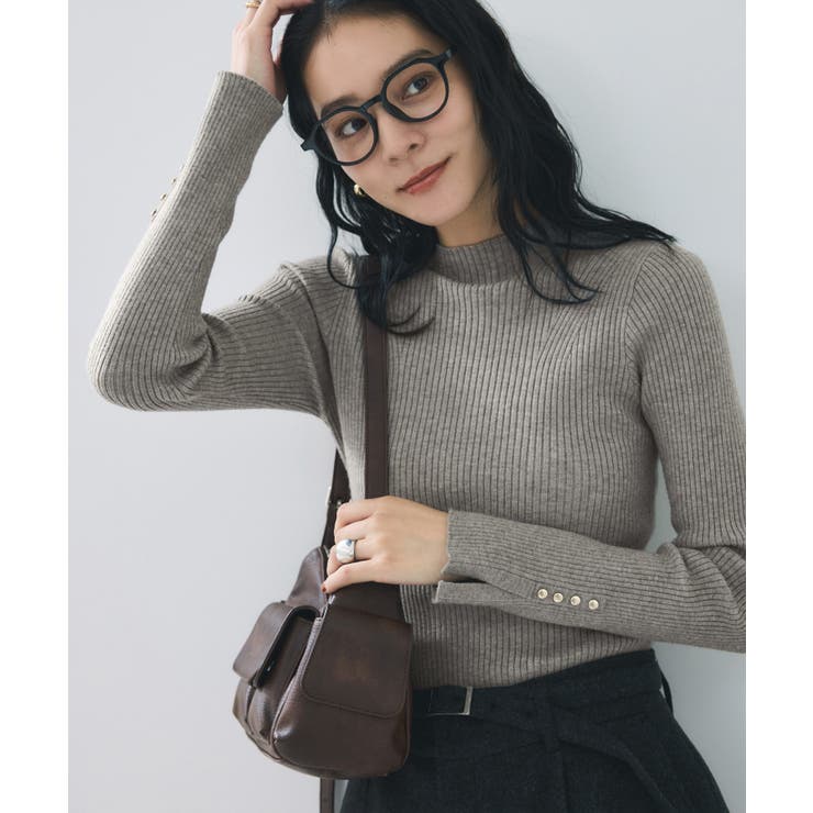 グレー(07) | スリーブ釦アクセントリブニット/WEB限定FSサイズ・静電気防止 | VIS 