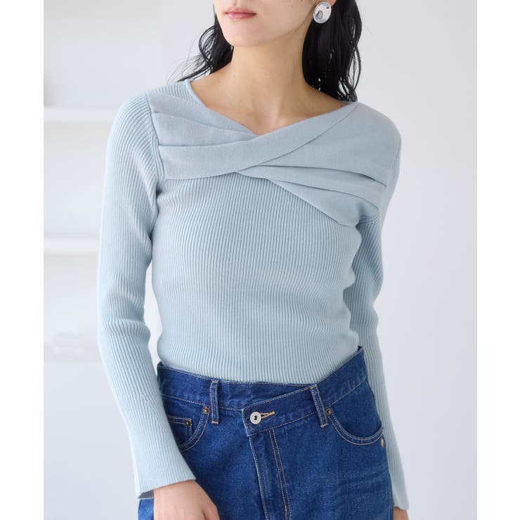 サックス(48) | アシメねじれデザインリブニット | VIS 