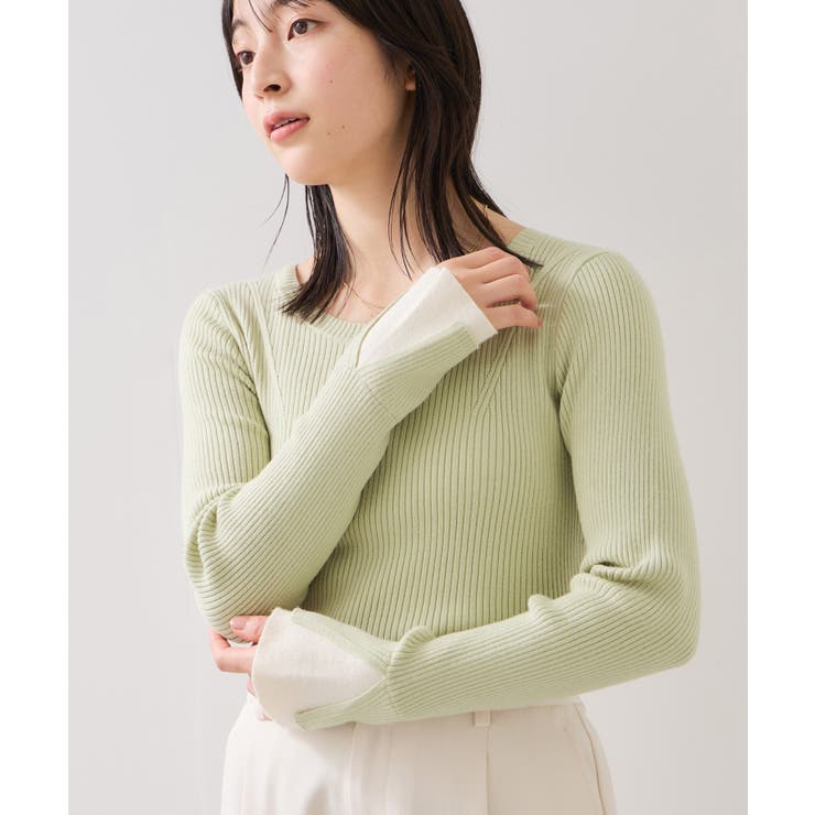 配色ダブルスリーブリブニット | VIS  | 詳細画像6 