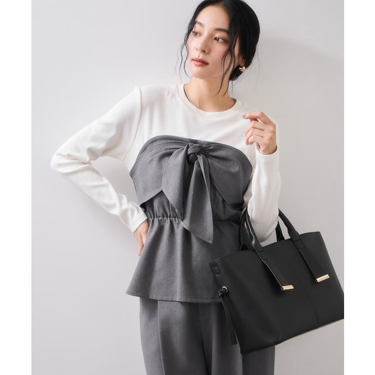 美easyウーリッシュリボンビスチェドッキングカットソープルオーバー セットアッ… | VIS  | 詳細画像1 