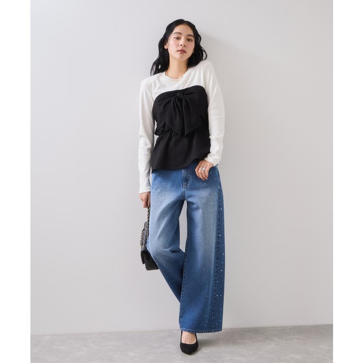 美easyウーリッシュリボンビスチェドッキングカットソープルオーバー セットアッ… | VIS  | 詳細画像2 