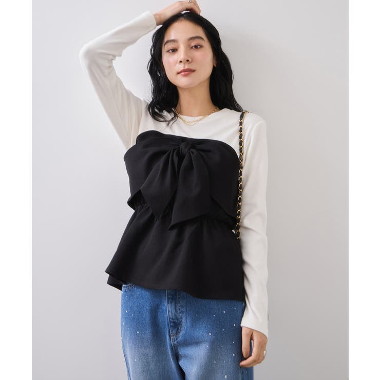 美easyウーリッシュリボンビスチェドッキングカットソープルオーバー セットアッ… | VIS  | 詳細画像4 