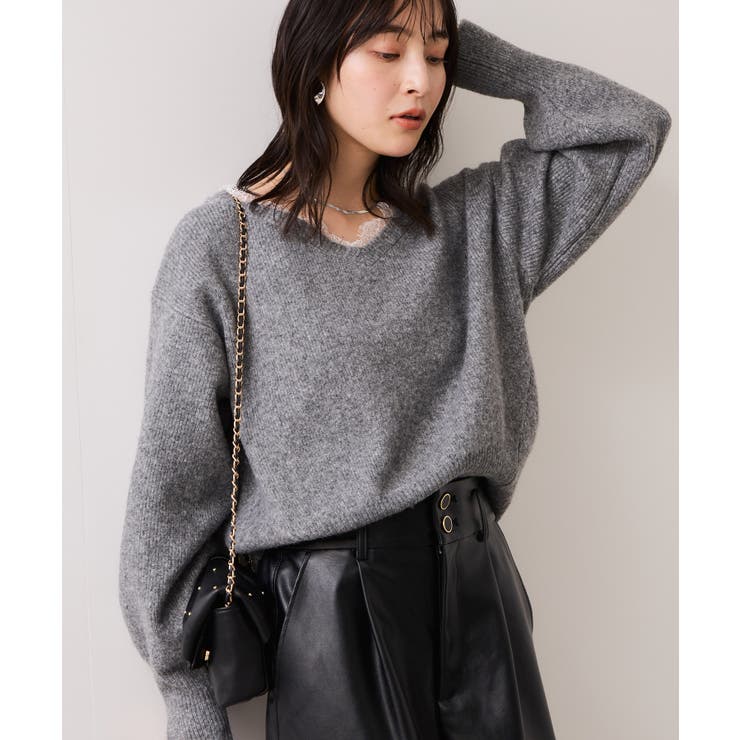 Vネックレースニットプルオーバー | VIS  | 詳細画像10 