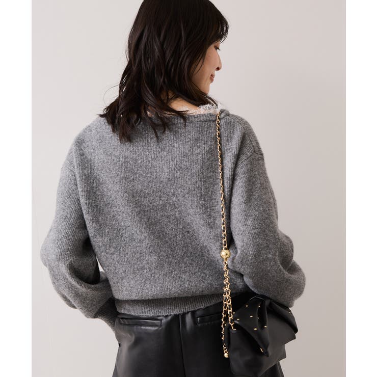 Vネックレースニットプルオーバー | VIS  | 詳細画像12 