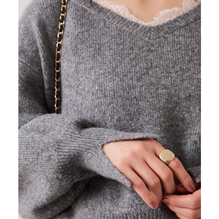 Vネックレースニットプルオーバー | VIS  | 詳細画像14 