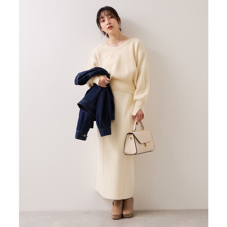 Vネックレースニットプルオーバー | VIS  | 詳細画像18 