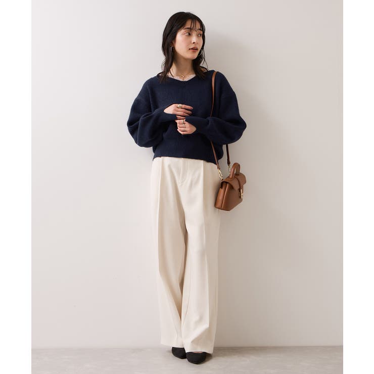 Vネックレースニットプルオーバー | VIS  | 詳細画像2 