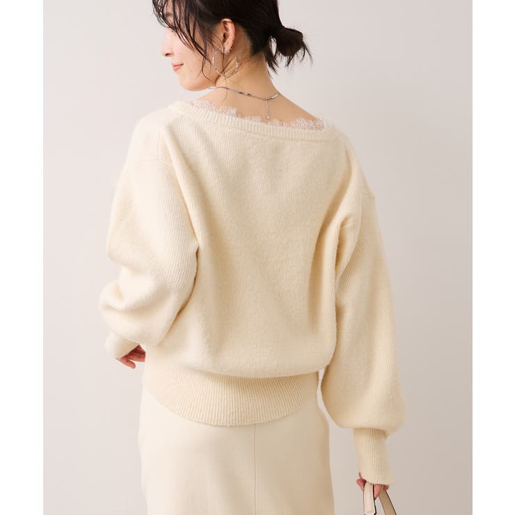 Vネックレースニットプルオーバー | VIS  | 詳細画像21 