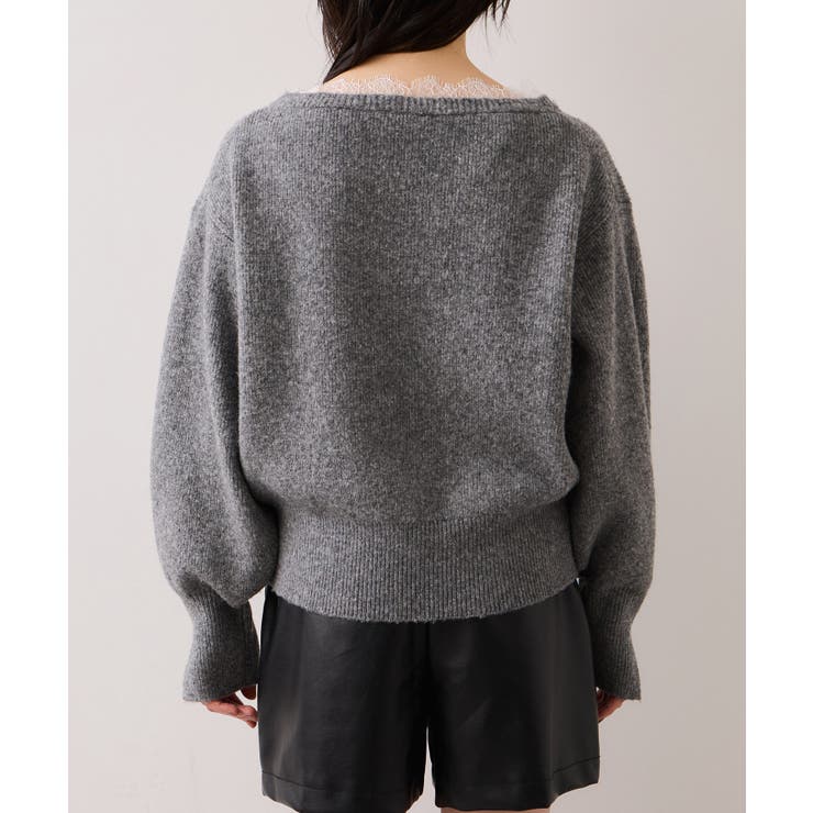 Vネックレースニットプルオーバー | VIS  | 詳細画像26 