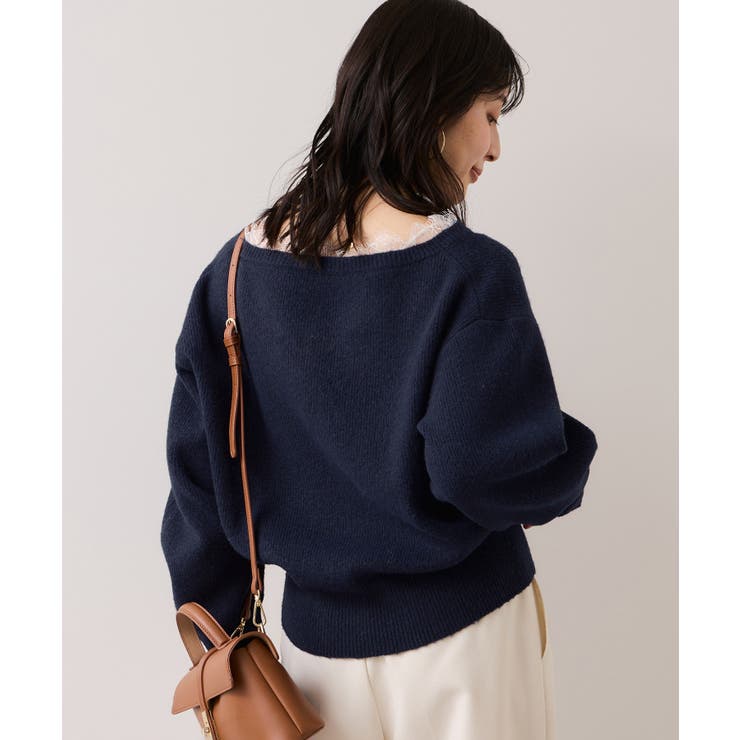 Vネックレースニットプルオーバー | VIS  | 詳細画像4 