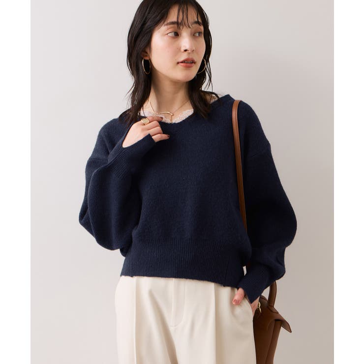 Vネックレースニットプルオーバー | VIS  | 詳細画像6 