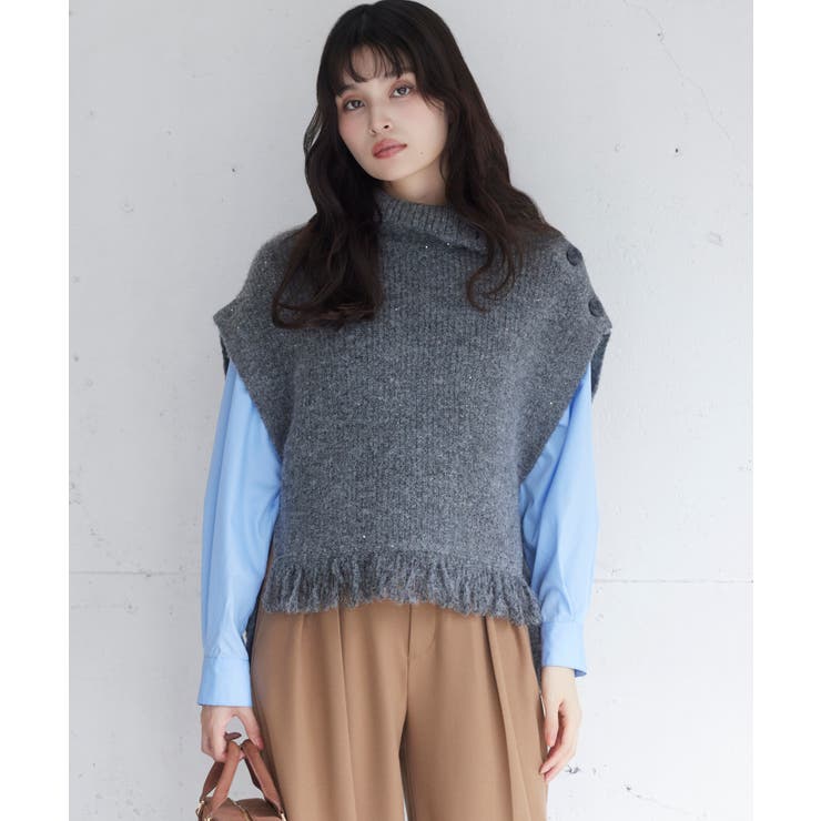 ボタンデザインポンチョベスト | VIS  | 詳細画像1 