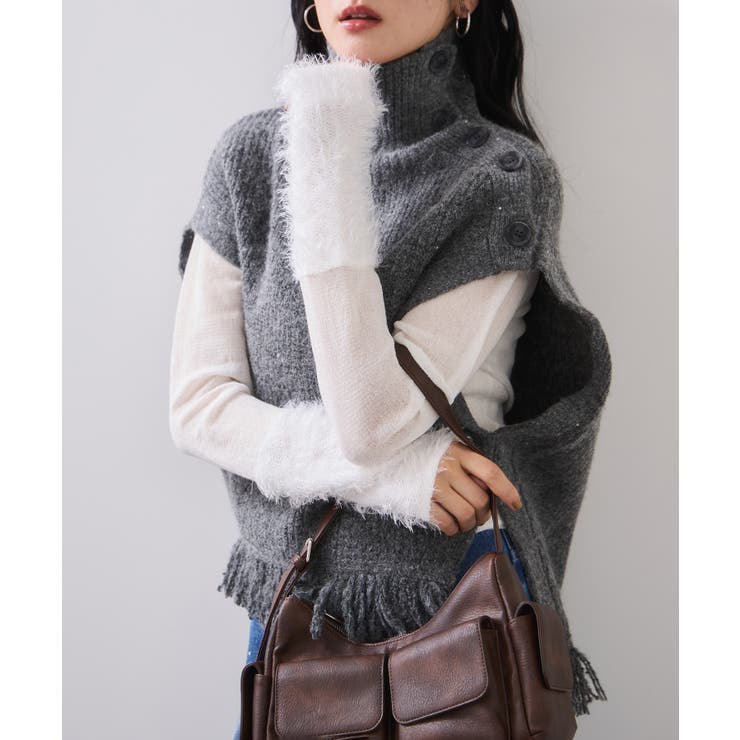 ボタンデザインポンチョベスト | VIS  | 詳細画像10 