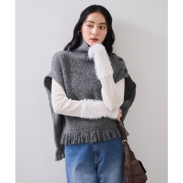 ボタンデザインポンチョベスト | VIS  | 詳細画像11 