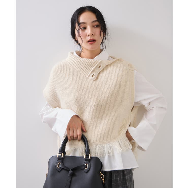 ボタンデザインポンチョベスト | VIS  | 詳細画像14 