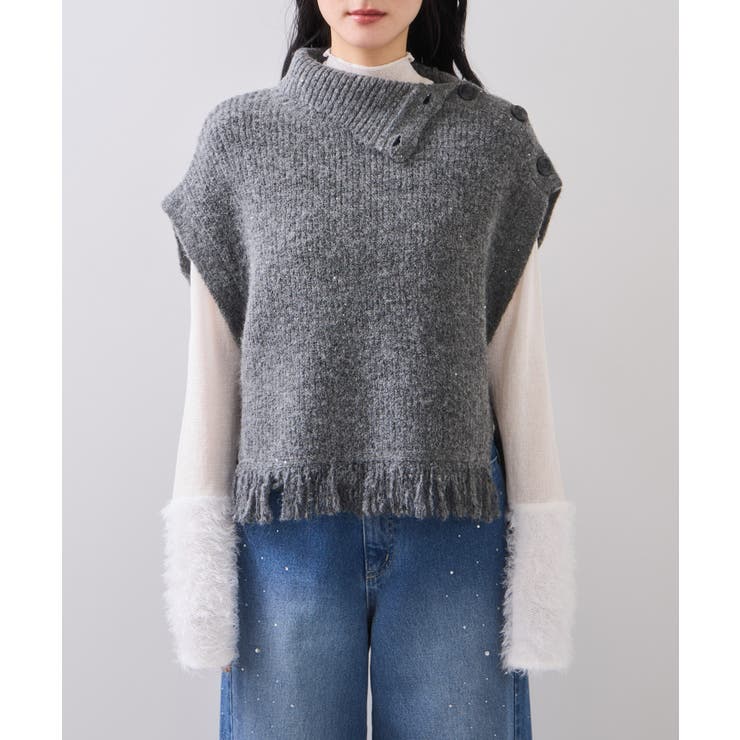 ボタンデザインポンチョベスト | VIS  | 詳細画像18 