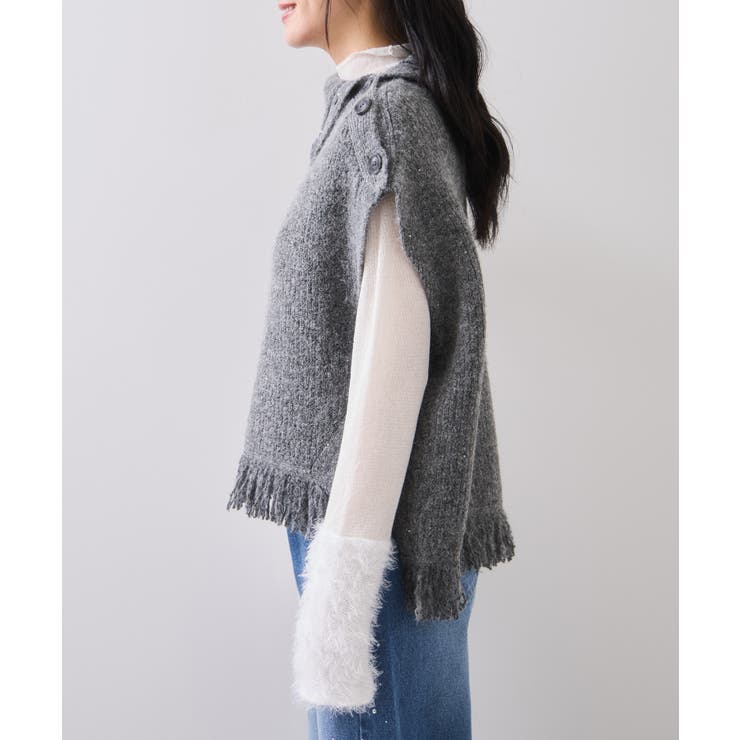 ボタンデザインポンチョベスト | VIS  | 詳細画像19 