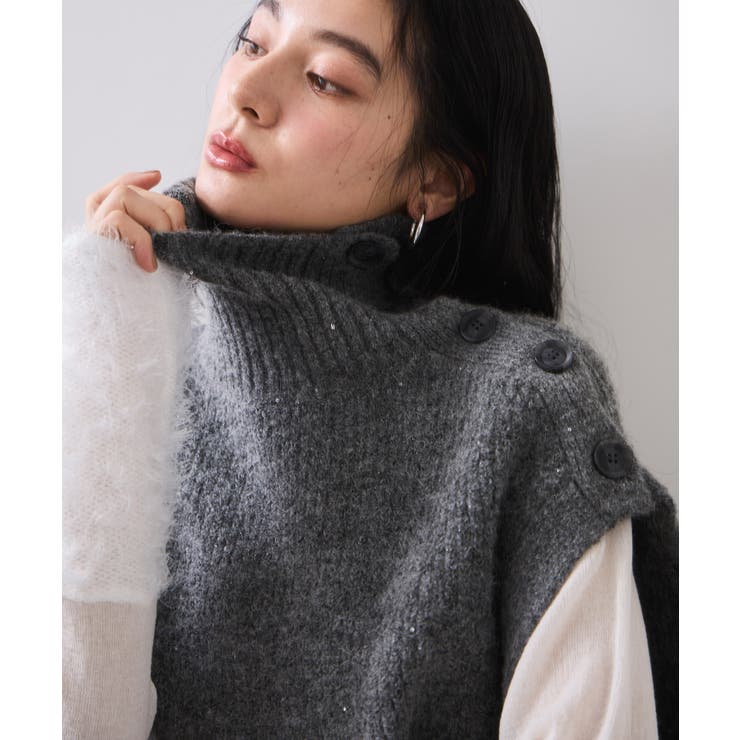 ボタンデザインポンチョベスト | VIS  | 詳細画像8 