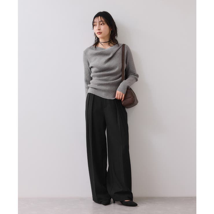 【美得】もちもちドレープリブニットトップス/イージーケア | VIS  | 詳細画像2 