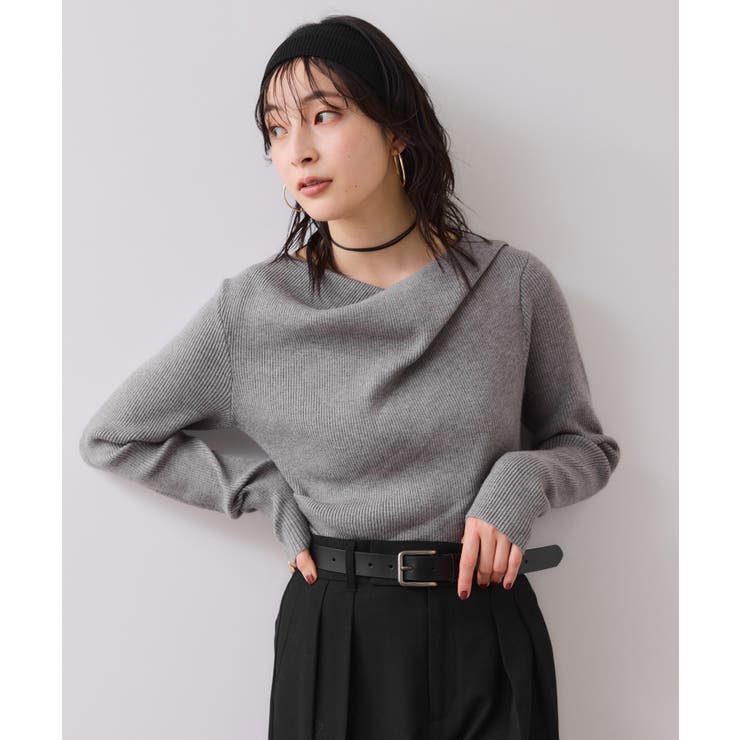 【美得】もちもちドレープリブニットトップス/イージーケア | VIS  | 詳細画像7 