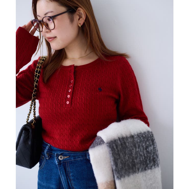 【POLO BCS】VIS別注ヘンリーネックミニケーブルニットトップス | VIS  | 詳細画像31 