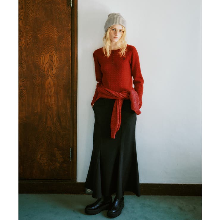 【POLO BCS】VIS別注ヘンリーネックミニケーブルニットトップス | VIS  | 詳細画像5 