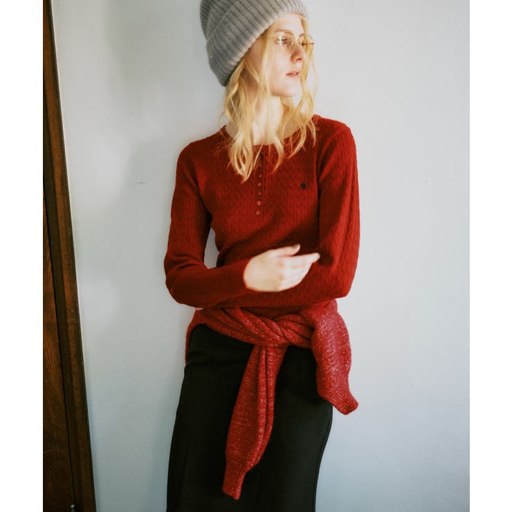 【POLO BCS】VIS別注ヘンリーネックミニケーブルニットトップス | VIS  | 詳細画像6 