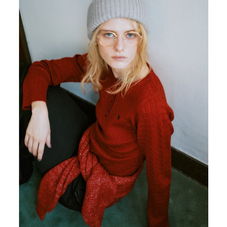 【POLO BCS】VIS別注ヘンリーネックミニケーブルニットトップス | VIS  | 詳細画像8 