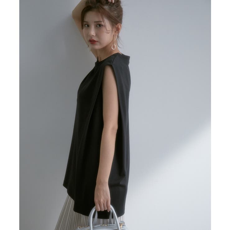 ブラック(01) | 【WEB限定】シルケットライクBOXYノースリーブTシャツ | VIS 