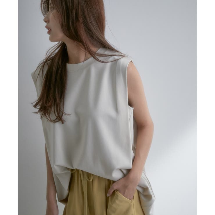 ベージュ(27) | 【WEB限定】シルケットライクBOXYノースリーブTシャツ | VIS 