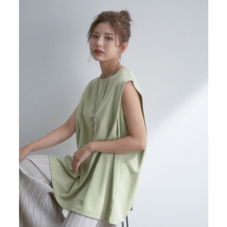 ライトグリーン(33) | 【WEB限定】シルケットライクBOXYノースリーブTシャツ | VIS 