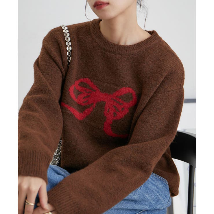 リボンモチーフニットプルオーバー【WEB・アウトレット限定】[品番