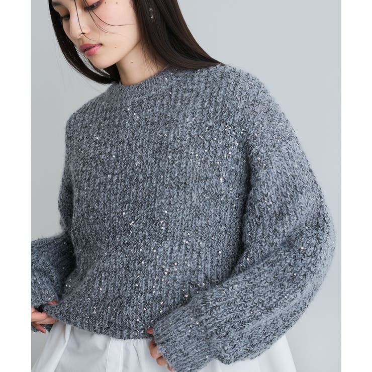 グレー(07) | 【WEB限定】スパンコールニットプルオーバー | VIS 