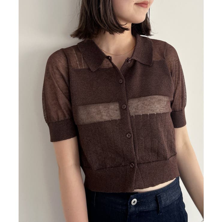 【WEB限定】シアーボーダーサマーポロニット | VIS  | 詳細画像10 