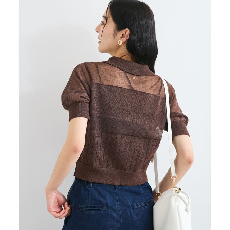 【WEB限定】シアーボーダーサマーポロニット | VIS  | 詳細画像14 