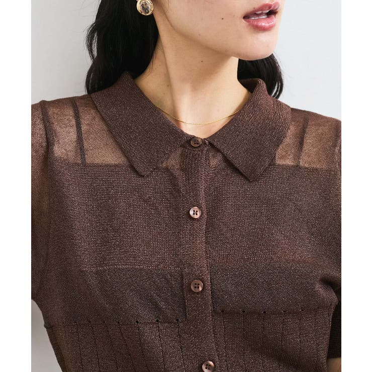 【WEB限定】シアーボーダーサマーポロニット | VIS  | 詳細画像15 