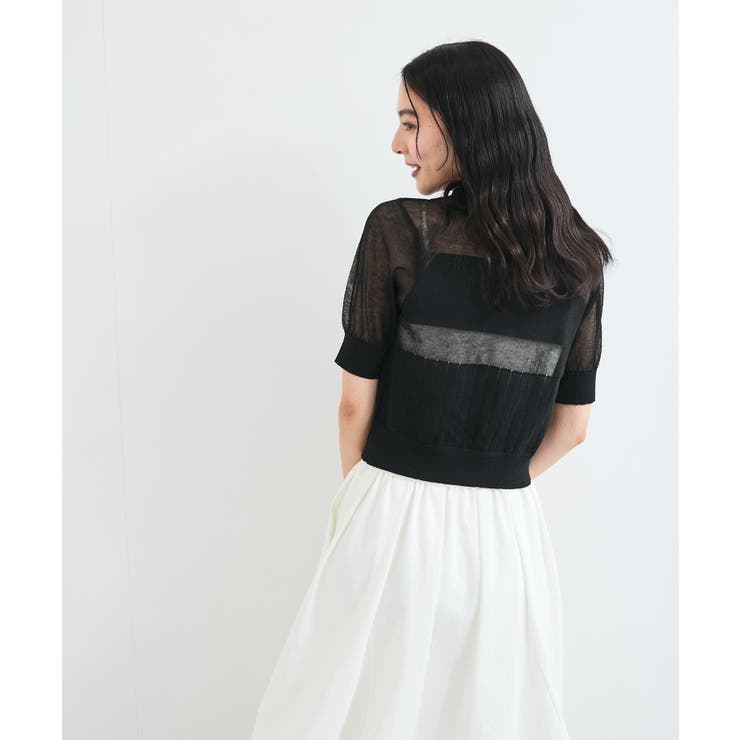 【WEB限定】シアーボーダーサマーポロニット | VIS  | 詳細画像18 