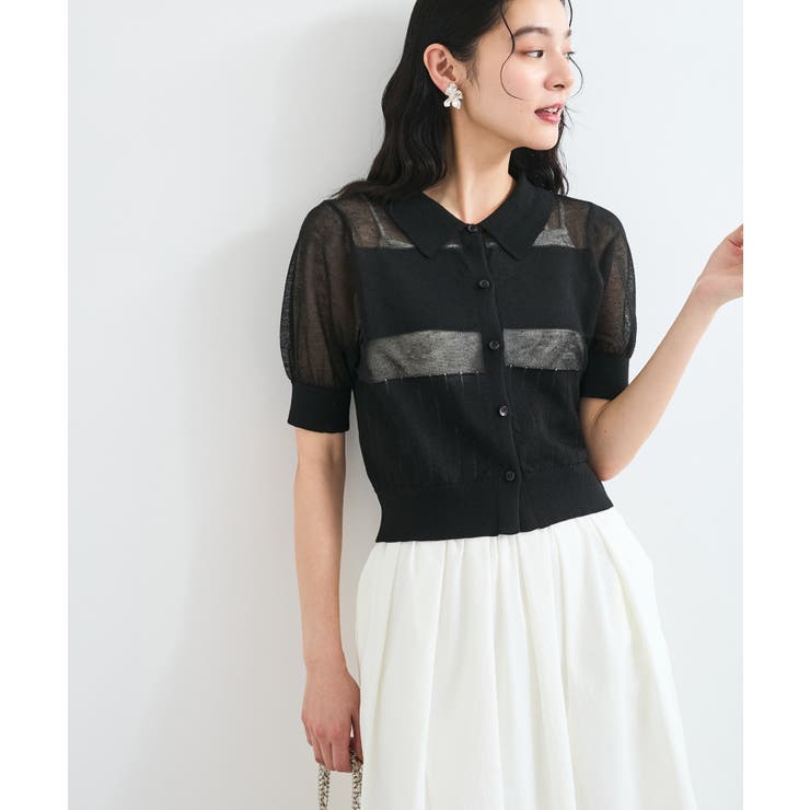 【WEB限定】シアーボーダーサマーポロニット | VIS  | 詳細画像19 