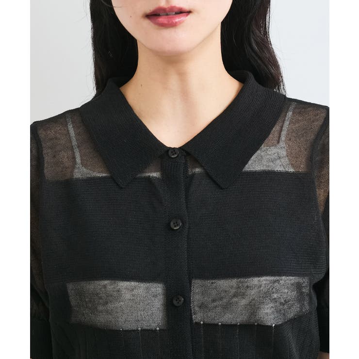 【WEB限定】シアーボーダーサマーポロニット | VIS  | 詳細画像24 