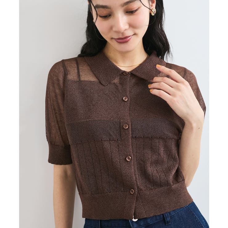 【WEB限定】シアーボーダーサマーポロニット | VIS  | 詳細画像31 