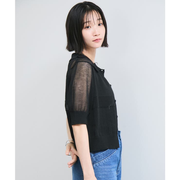 【WEB限定】シアーボーダーサマーポロニット | VIS  | 詳細画像4 