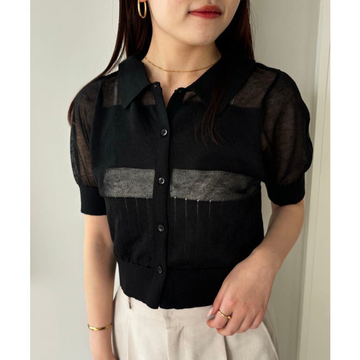 【WEB限定】シアーボーダーサマーポロニット | VIS  | 詳細画像8 