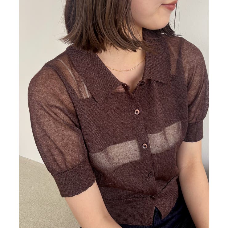 【WEB限定】シアーボーダーサマーポロニット | VIS  | 詳細画像9 